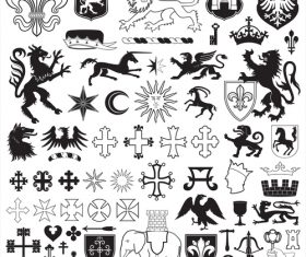 Heraldry Symbols and decorative elements vector 05