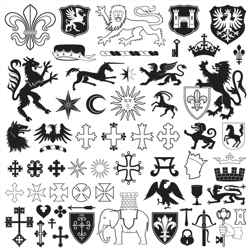 Heraldry Symbols and decorative elements vector 05