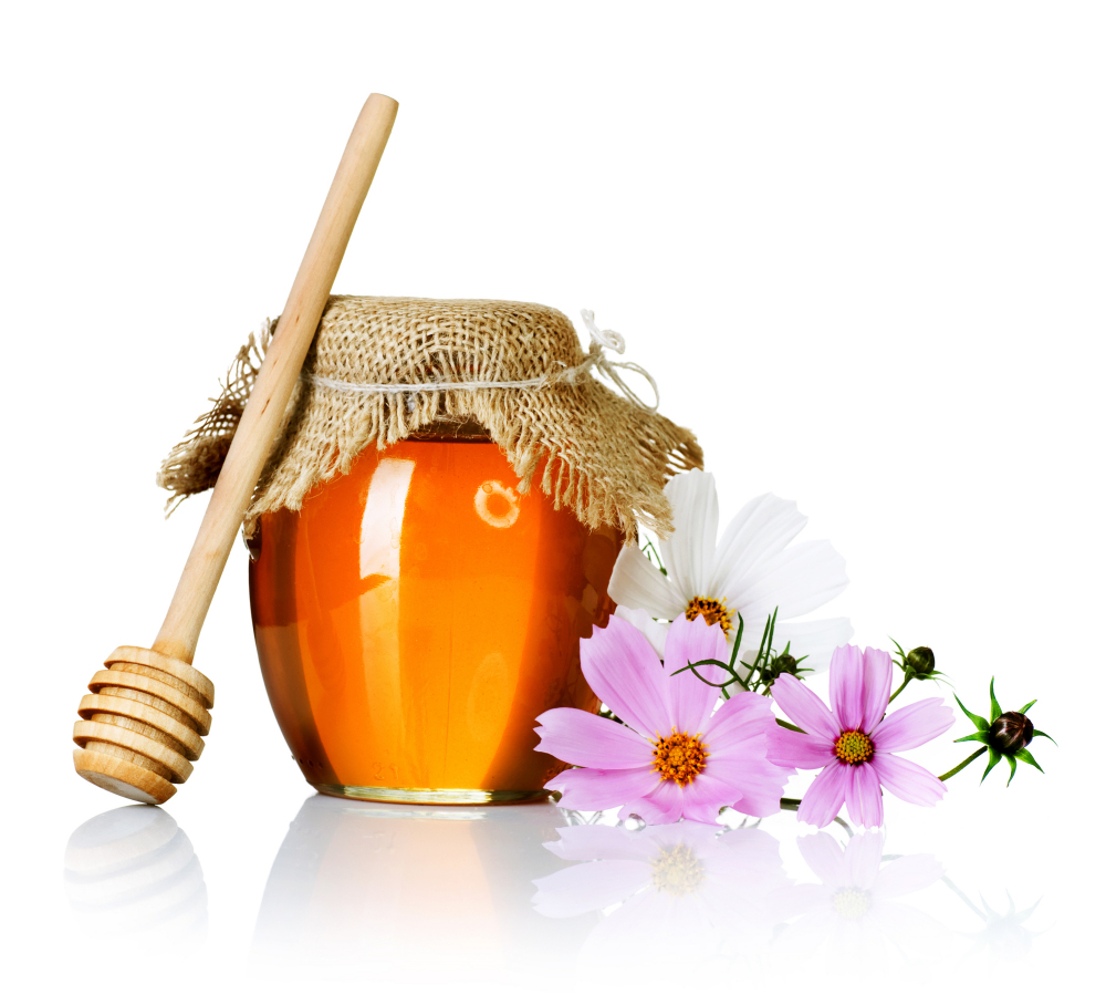 Honey in a jar with measuring tape decorated with flowers (3)