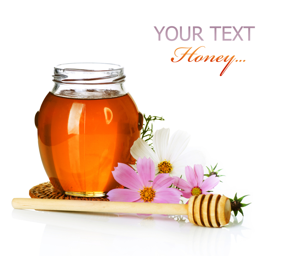 Honey in a jar with measuring tape decorated with flowers (5)