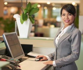 Hotel front desk attendant Stock Photo 02