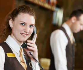 Hotel front desk attendant Stock Photo 04