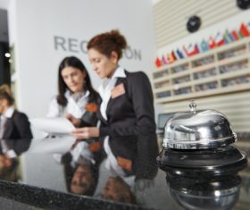 Hotel service bell close-up Stock Photo 01