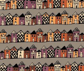 Houses streets seamless pattern vector material 02