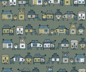 Houses streets seamless pattern vector material 05