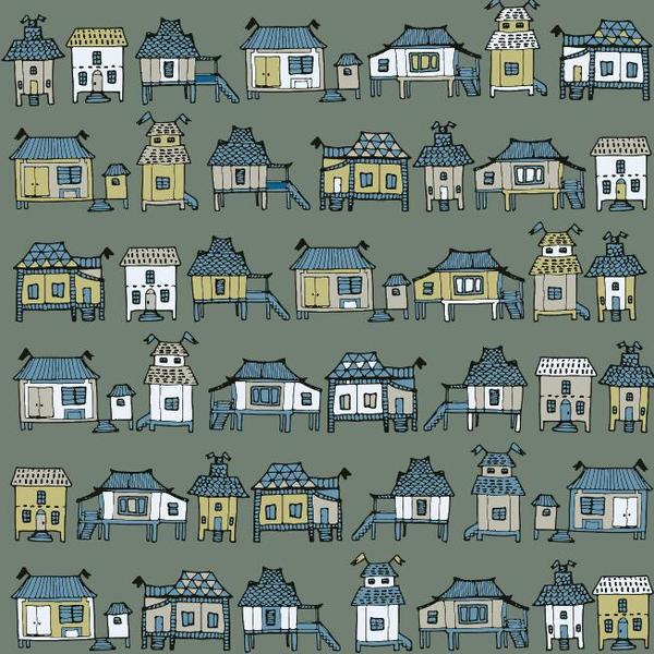 Houses streets seamless pattern vector material 05