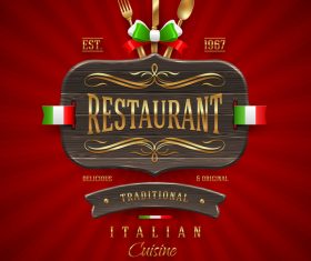 Italian restaurant menu cover with vector
