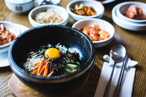 Korean cold noodles Stock Photo