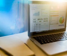 Laptop on the desktop Stock Photo