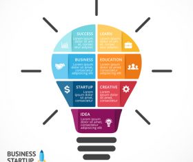 Light bulbs idea infographics template vector 01