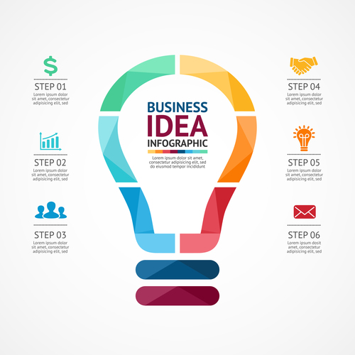 Light bulbs idea infographics template vector 02