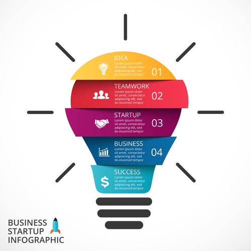Light bulbs idea infographics template vector 04