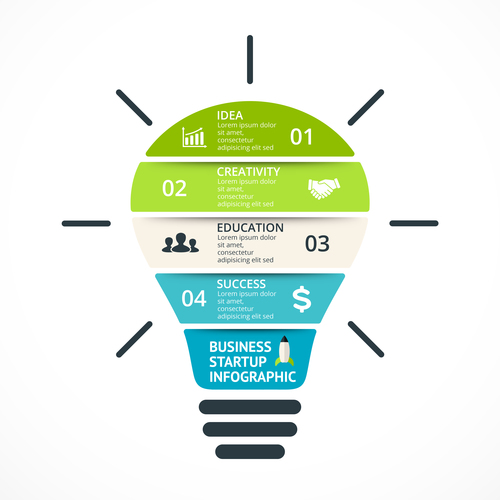 Light bulbs idea infographics template vector 05