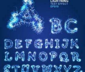 Lightning effect alphabet vector material