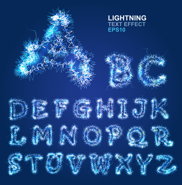 Lightning effect alphabet vector material