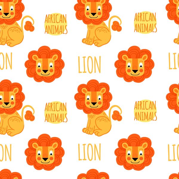 Lion seamless pattern vector 01