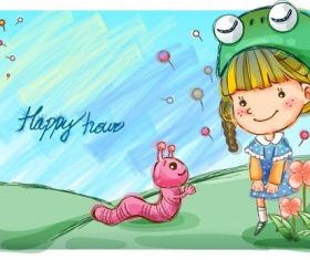 Little girl and bug vector