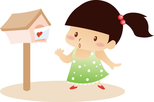 Little girl and mailbox vector