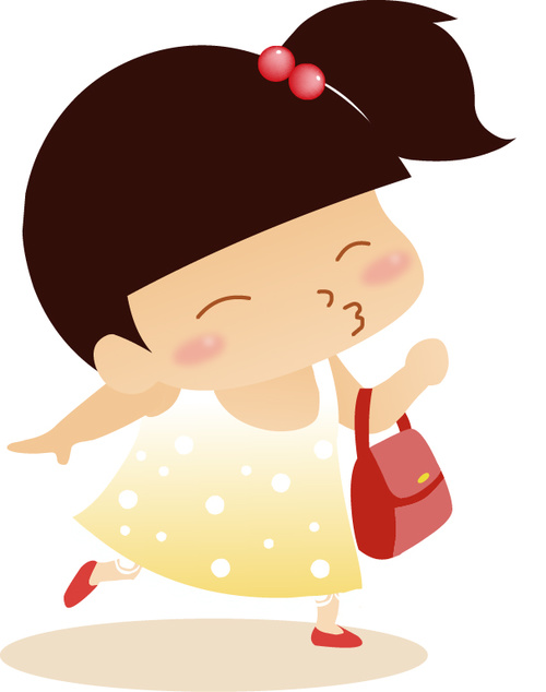 Little girl carrying a small bag vector
