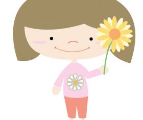 Little girl holding a flower vector