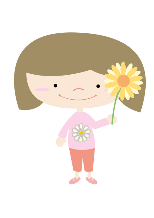 Little girl holding a flower vector
