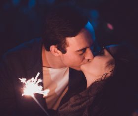 Love couples kissing in darkness Stock Photo