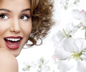 Lovely girl and flower Stock Photo 08