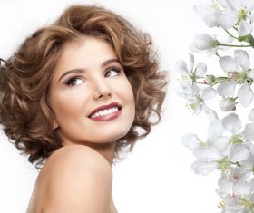 Lovely girl and flower Stock Photo 11