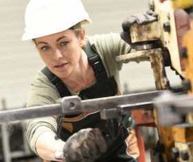 Machine tool woman worker Stock Photo 02