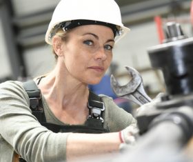 Machine tool woman worker Stock Photo 03