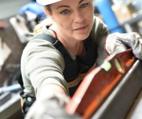 Machine tool woman worker Stock Photo 04