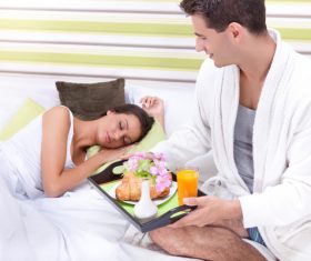 Make breakfast for wife Stock Photo