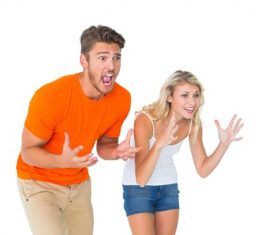 Male and female disagreement Stock Photo