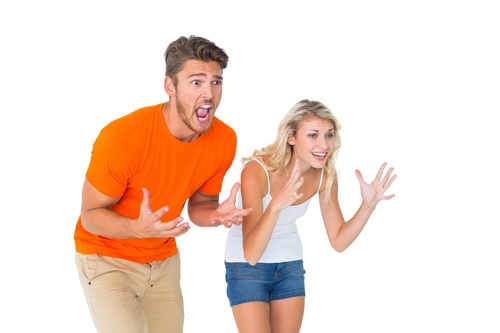 Male and female disagreement Stock Photo