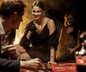 Man and woman in casino Stock Photo 03
