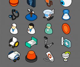 Medical - isometric outline color icons