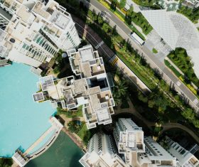 Modern architectures in residential area from high view Stock Photo