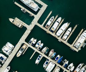 Modern marina jetty from high view Stock Photo