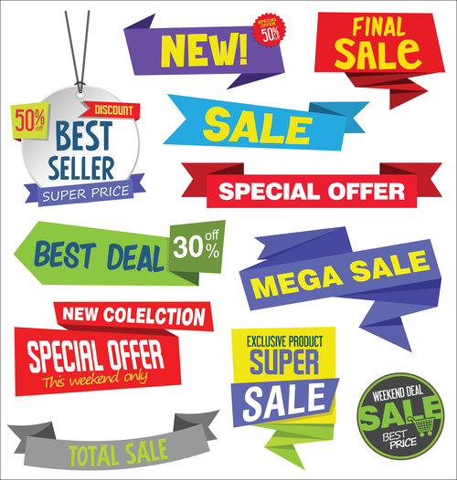 Modern sale stickers and tags colorful vector set