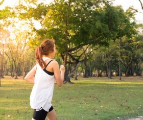 Morning exercise girl doing exercises Stock Photo