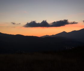 Mountain scenery at dusk Stock Photo