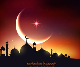 Mubarak background with moon design vector