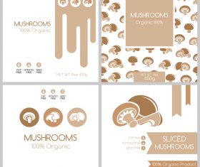 Mushrooms package box template vector