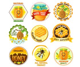Natural honey labels vector set
