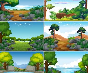 Natural landscape design vector set 01