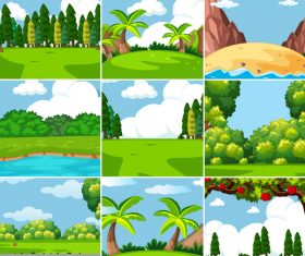Natural landscape design vector set 02