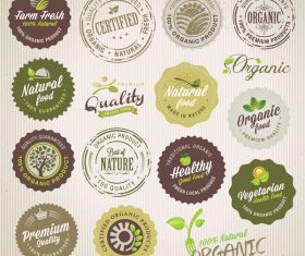 Natural with healthy food labels retor vector