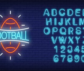 Neon football logo with alphabet with number vector