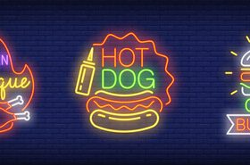 Neon logos design vector material 04