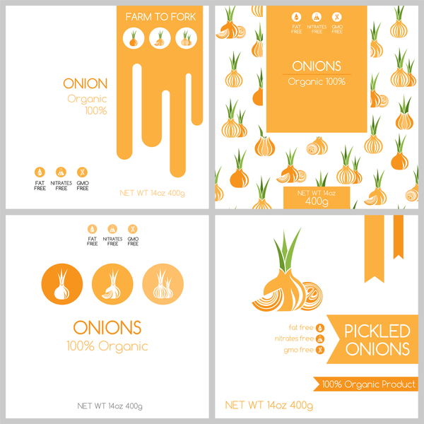 Onions package box template vector
